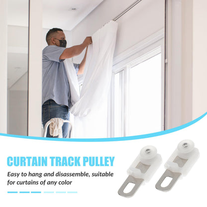 Angoily 50pcs Curtain Track Roller Silent Ceiling Rollers Drapery Gliders Glider Curtain Rod Hooks for Window