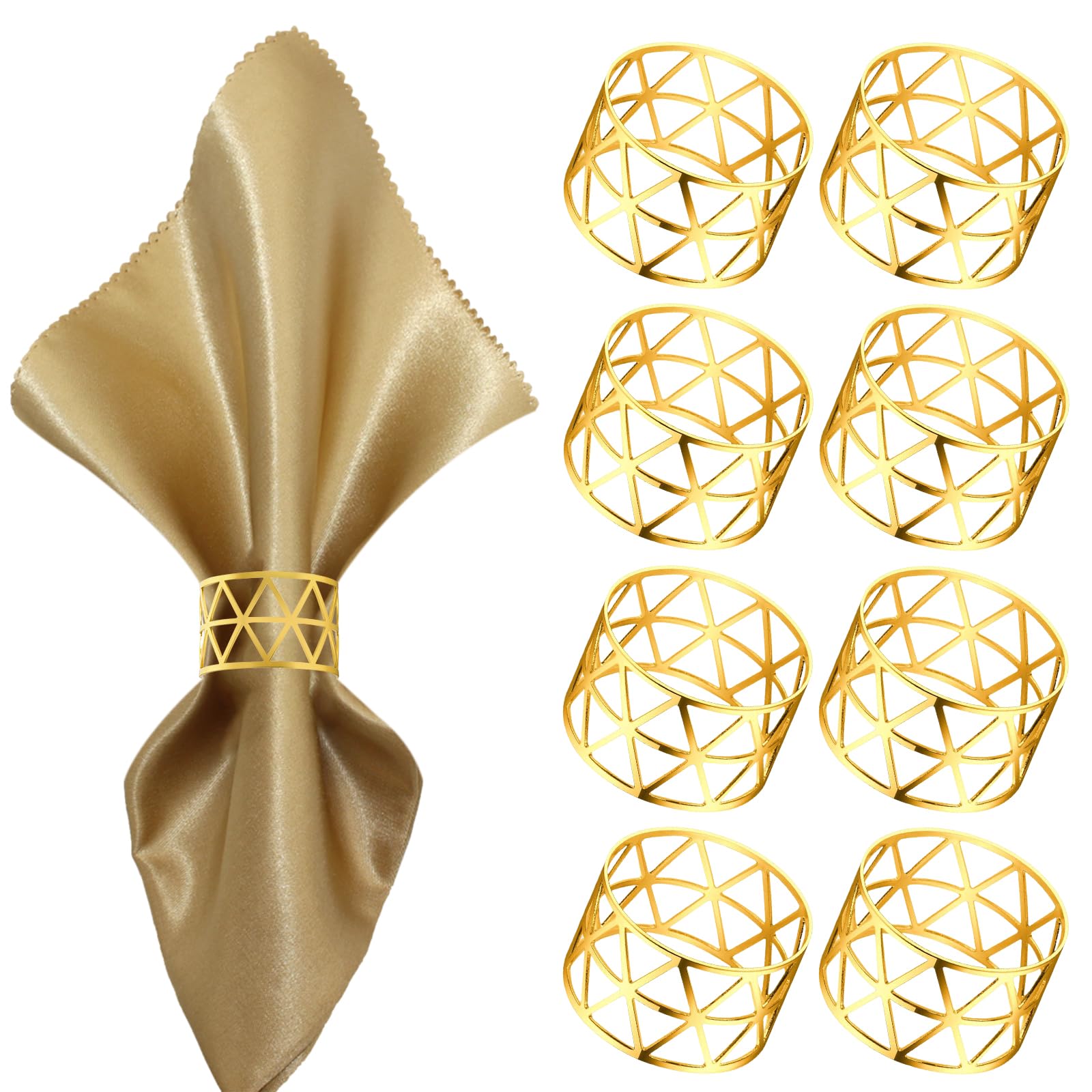 Triangle Metal Napkin Rings Set of 8 Table Decor – Gold
