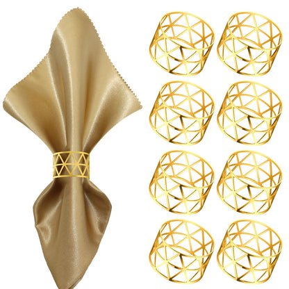Triangle Metal Napkin Rings Set of 8 Table Decor – Gold