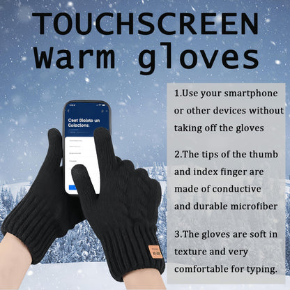 Men’s Thermal Touchscreen Mittens Anti-Slip Windproof - One Size