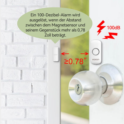 VOXON Door and Window Alarm, Easy to Install, Magnetic Anti-Theft Door and Window Alarm with 100 dB Volume for Child Safety