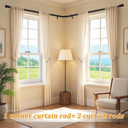 Curtain Rods, L-Shaped Curved Curtain Rods for Windows 76-345 cm, 2.5 cm Diameter Heavy-Duty Curtain Rods for Bedroom, Living