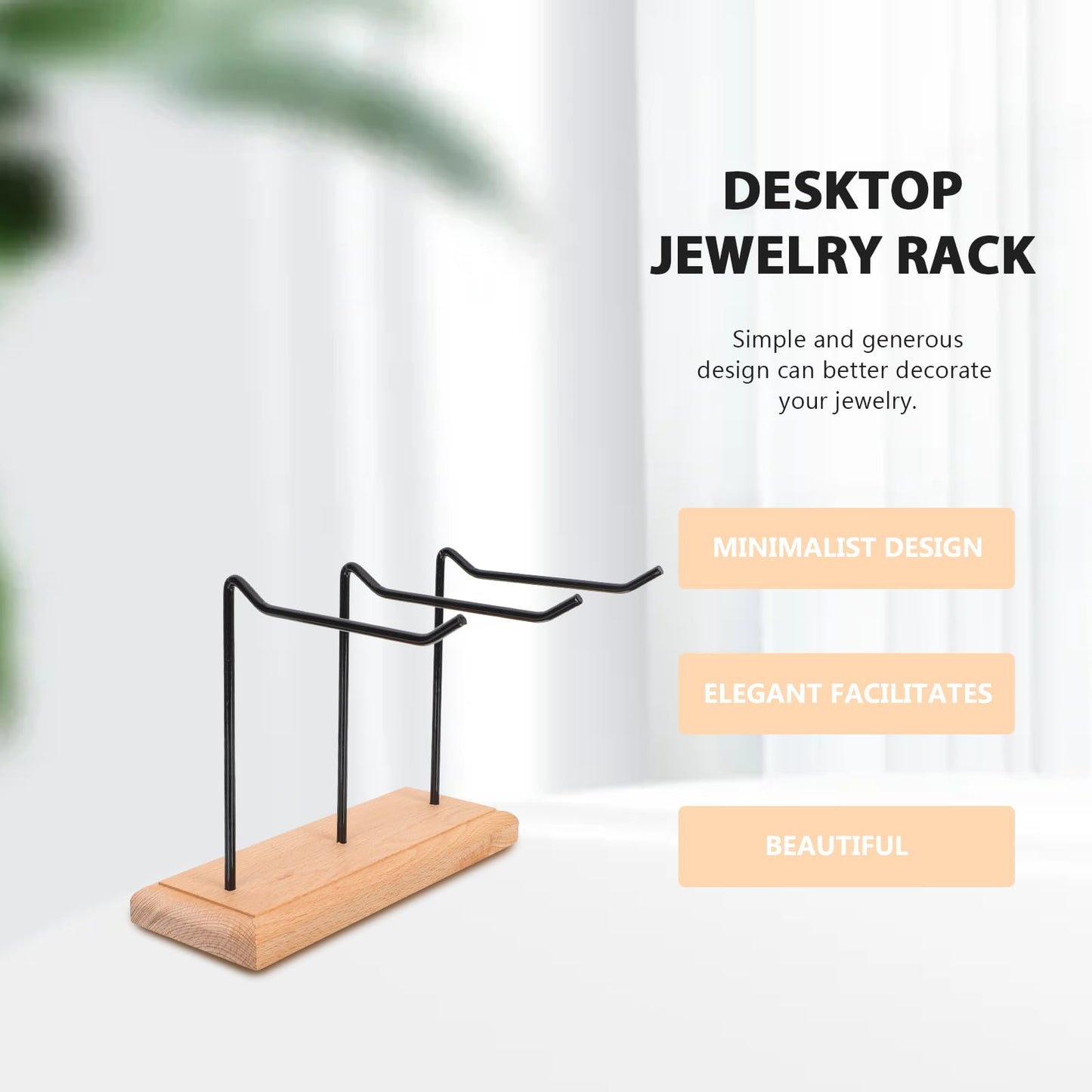 YARNOW Iron Jewelry Stand Minimalist Display for Earrings and Necklaces – 21x16x8 cm