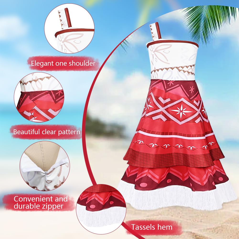 Children's Moana Princess Costume 4 Pcs with Accessories – 150cm