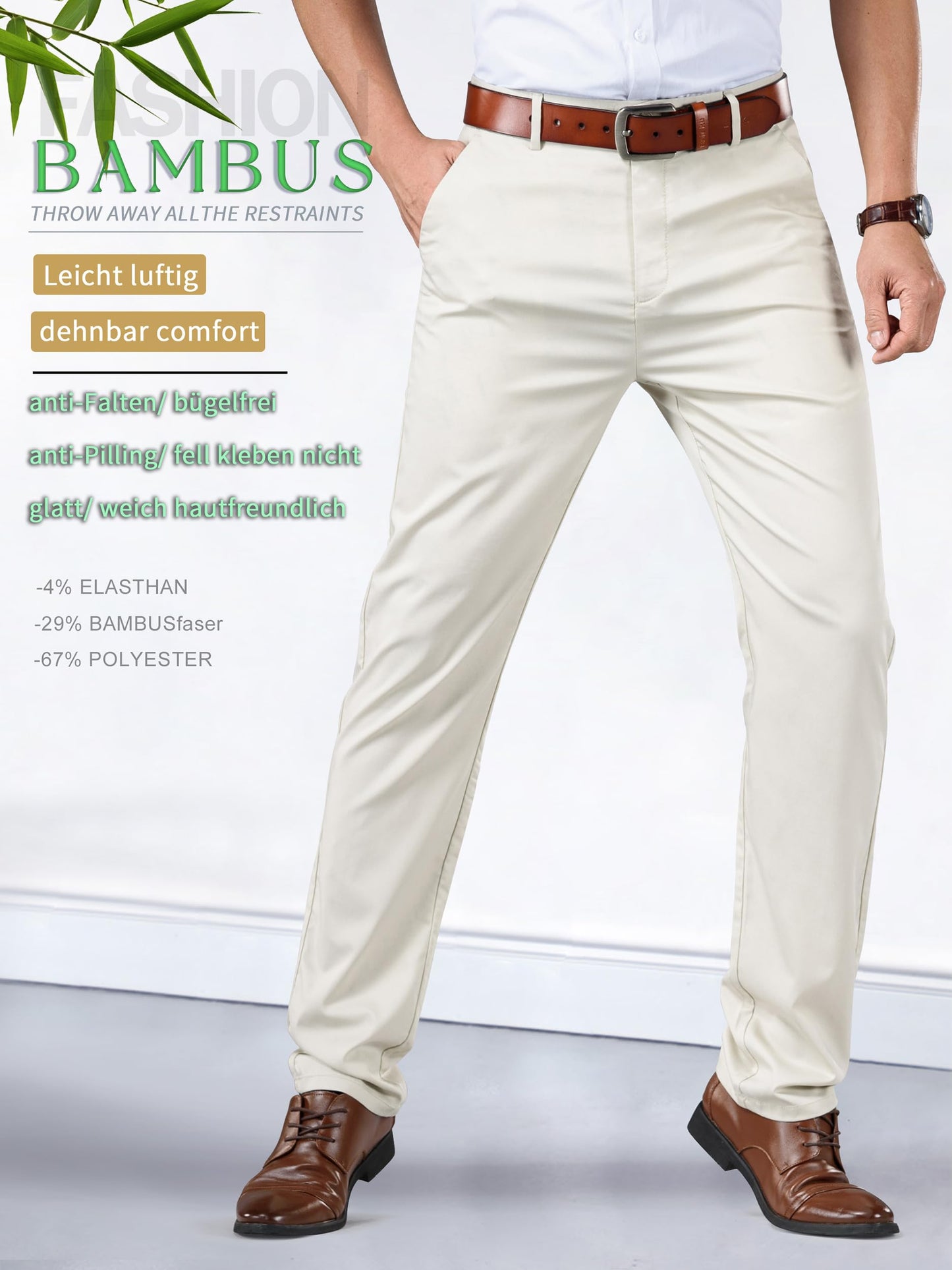 Men’s Lightweight Summer Trousers Stretch Bamboo-Linen Blend – Various