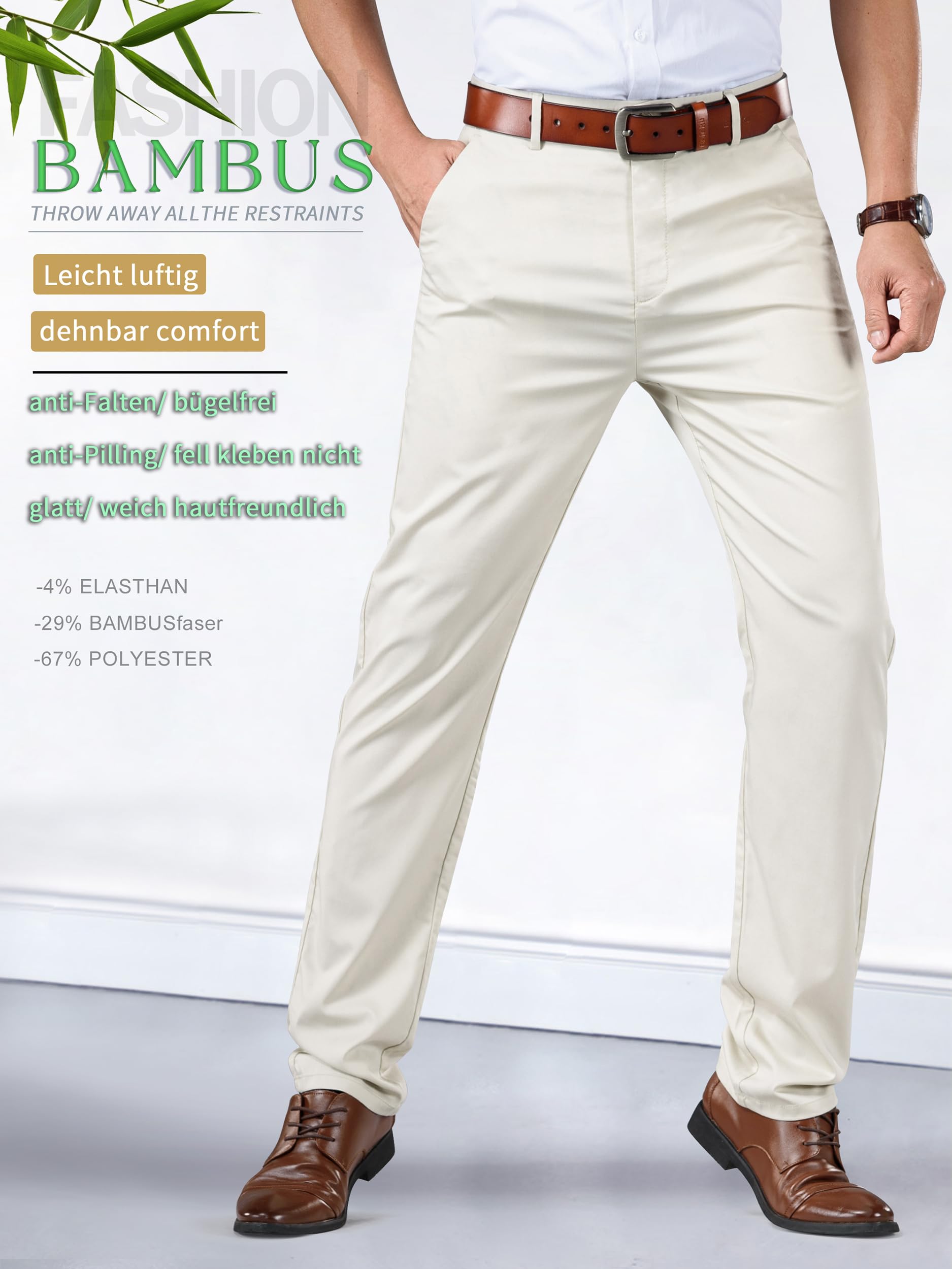 Men’s Lightweight Summer Trousers Stretch Bamboo-Linen Blend – Various