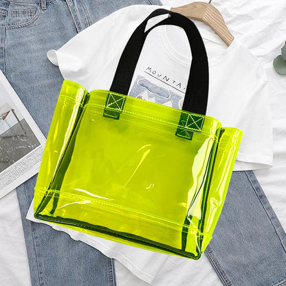 Transparent PVC Stadium Beach Bag Waterproof TSA Approved – Yellow 21x20x8cm