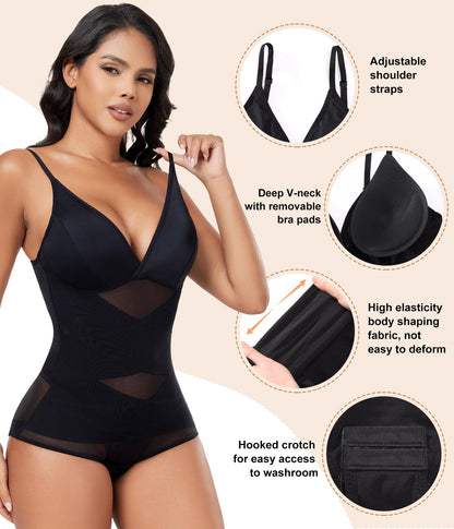 Niwicee Shapewear Women's Tummy Control Bodysuit Figure Shaping Shaping Bodysuits Seamless Body Shaper Adjustable Shoulder