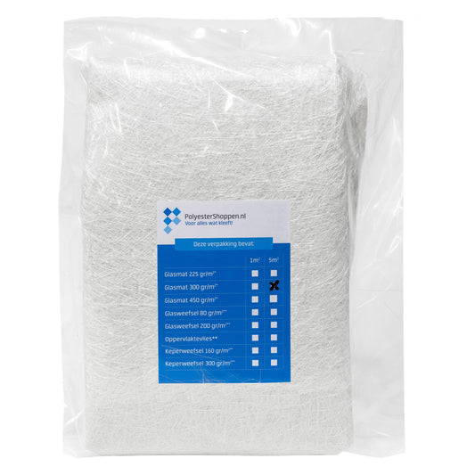 Fibreglass Mat 1m² 300g/m² for Polyester Resins GRP Impregnation – White