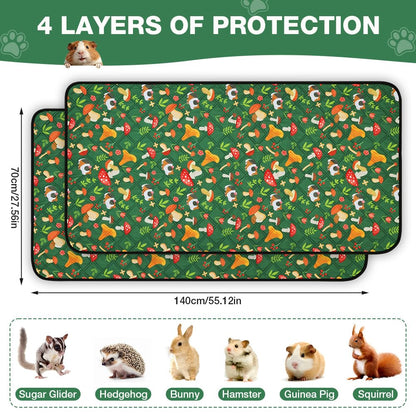 Washable Reusable Pet Pipi Pads 4-Layer Super Absorbent for Guinea Pigs & Small Animals – Green 70x140cm