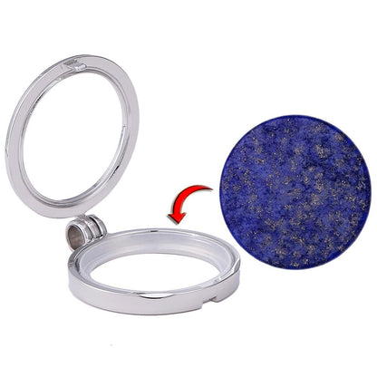 Morella ladies necklace 70 cm stainless steel and pendant with gemstone lapis lazuli coin 33 mm chakra disc in jewelry bag