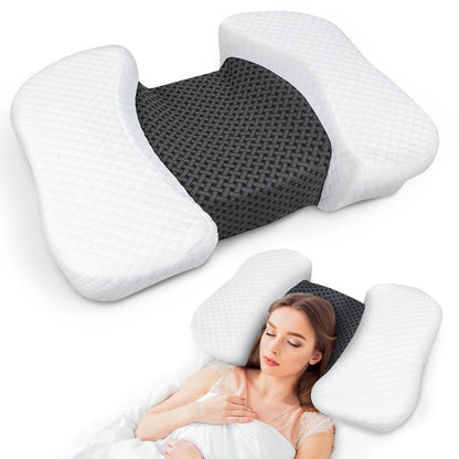 Memory Foam Pillow for Back Sleepers Anti-Aging Anti-Wrinkle Neck Support Removable Cover – Black