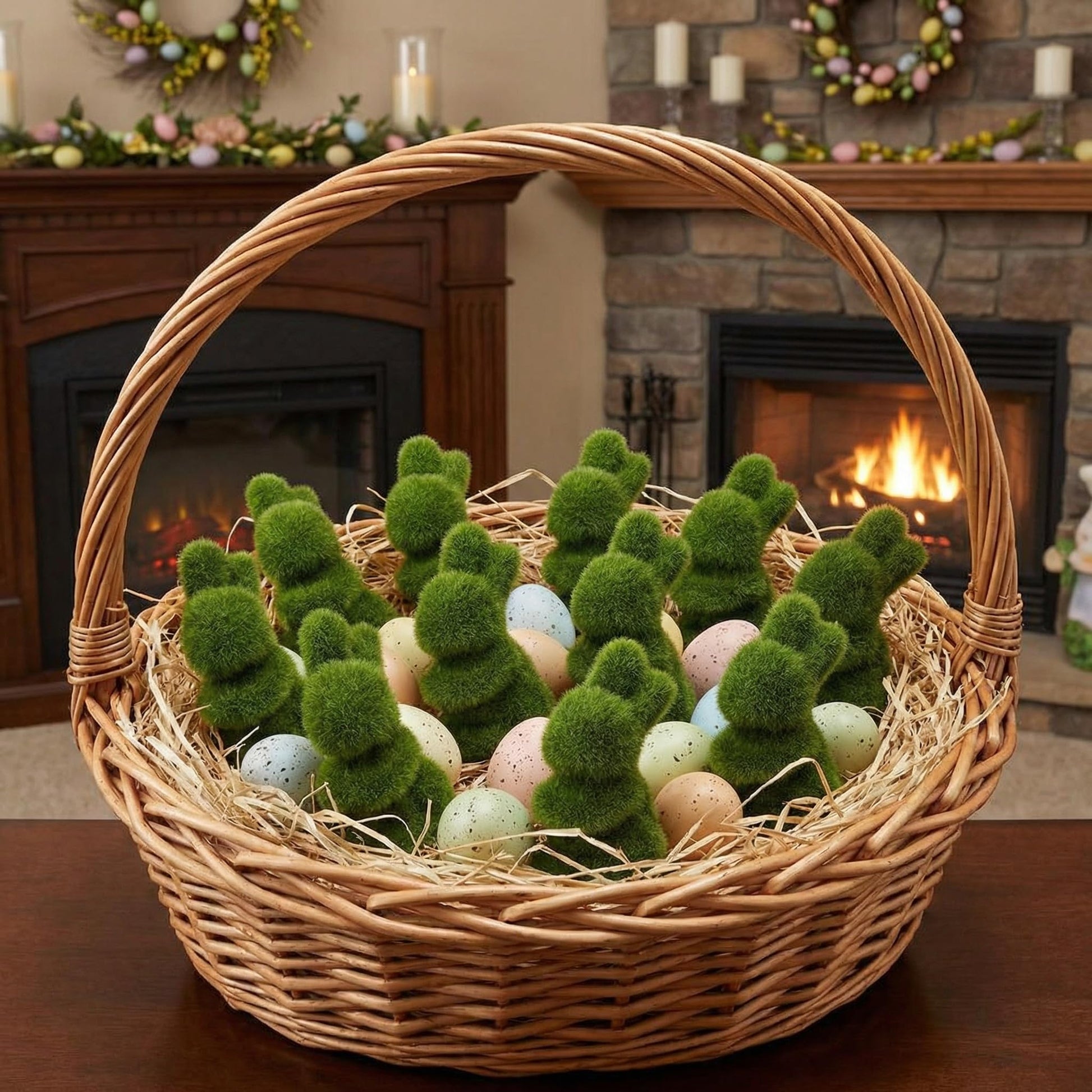 Mini Flocked Easter Bunnies Set 12 pcs 8cm Furry Table & Basket Ornaments – Assorted