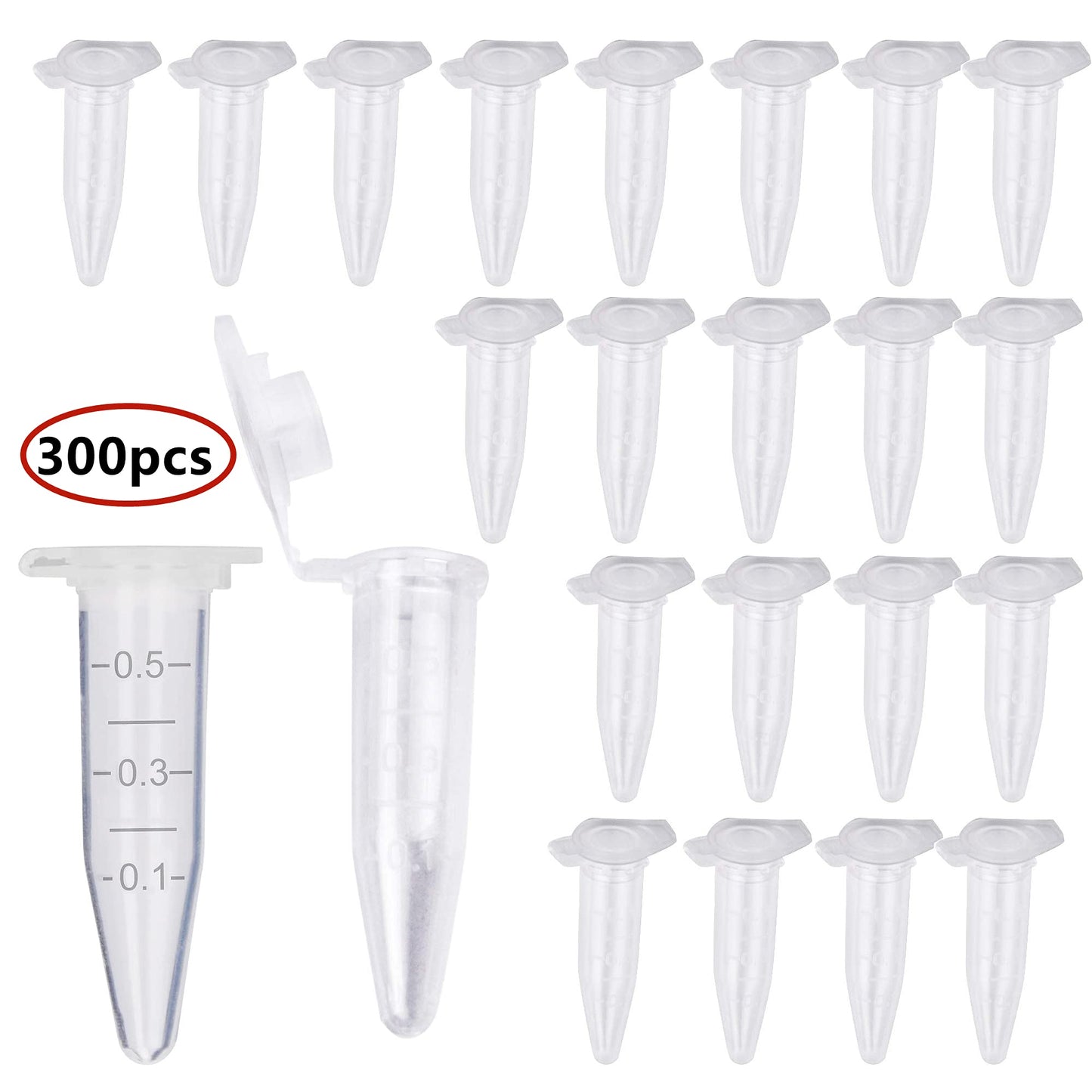 Micro Centrifuge Tubes 0.5ml Plastic Test Tubes with Snap Cap – 300 Pcs