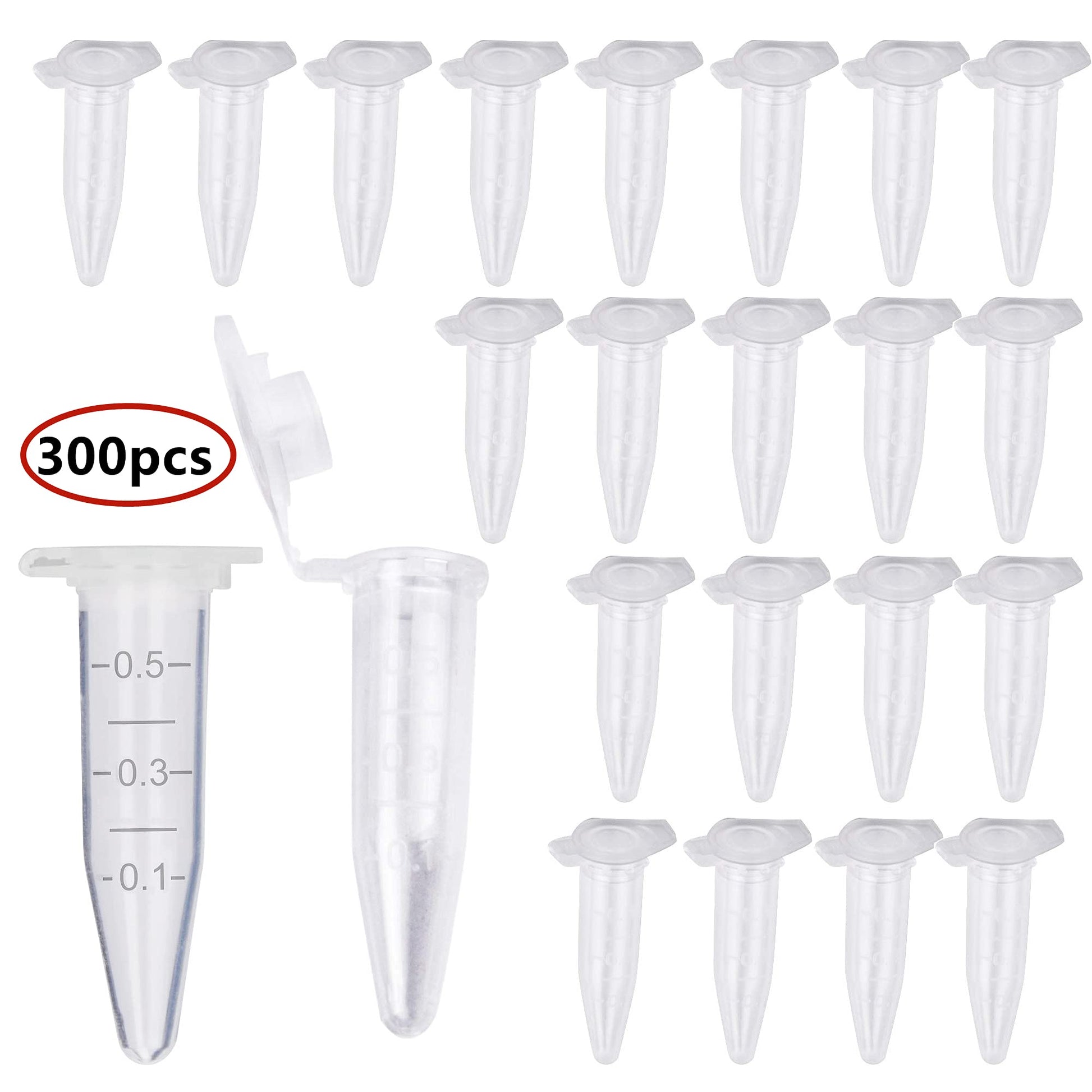 Micro Centrifuge Tubes 0.5ml Plastic Test Tubes with Snap Cap – 300 Pcs