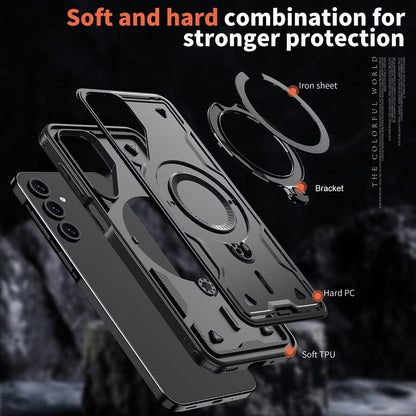 Samsung Galaxy A25 / A25 5G Phone Case Heavy Duty Military Shockproof with 2x Screen Protectors Metal Ring Stand – Black