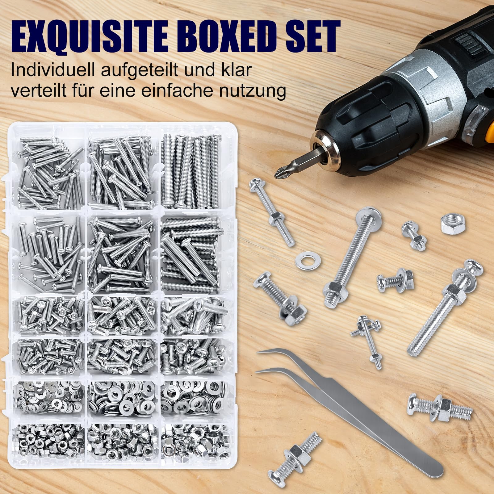 Screw Assortment Kit 930pc Pan Head M3-M5 with Nuts & Washers Phillips – Mixed