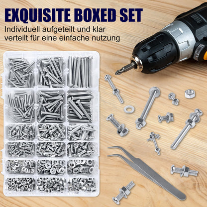 Screw Assortment Kit 930pc Pan Head M3-M5 with Nuts & Washers Phillips – Mixed