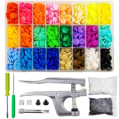 460 Sets Plastic Snap Fasteners with Pliers, TmppDeco T5 12mm 24 Colors Snap Buttons for Sewing, Clothing, Crafts