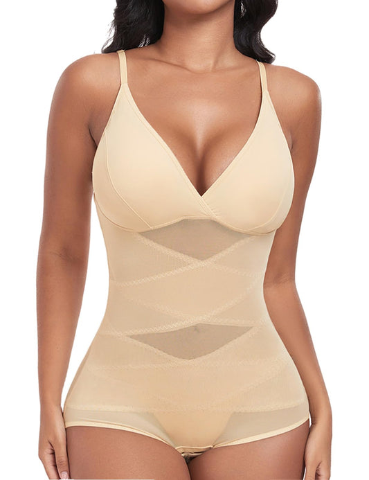 Women's Body Shaper Tummy Control Built-in Bra Breathable Shapewear Bodysuit – Skin S