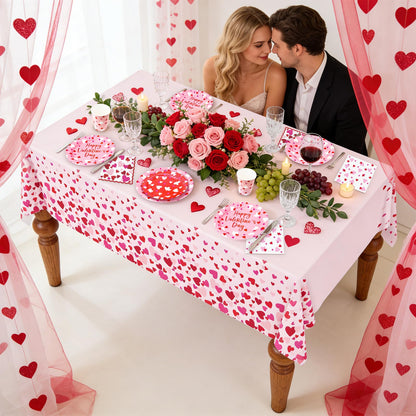 Valentine Tableware Set Plates Cups Napkins for 24 People – Red/Pink 24pc