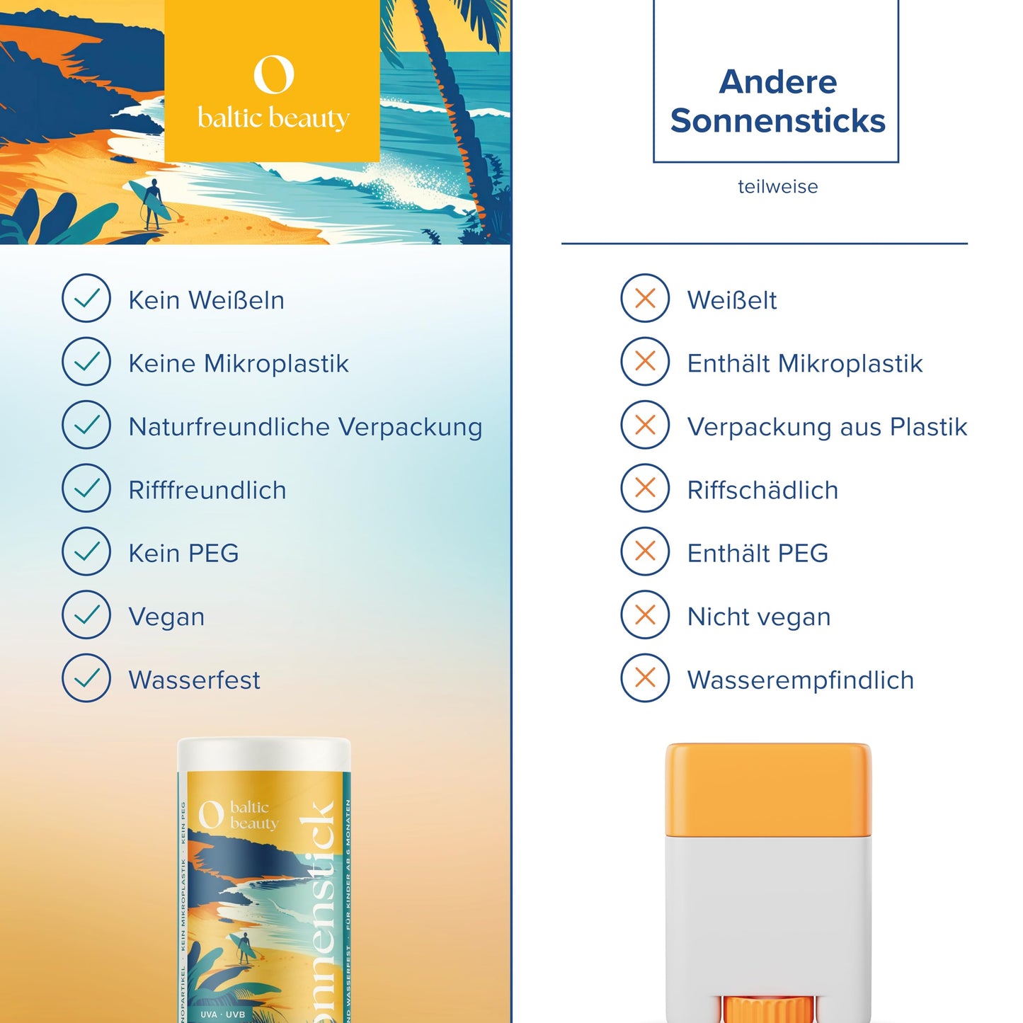 Sun Stick SPF50+ High Protection No White Residue for Sensitive Skin – Summer Edition