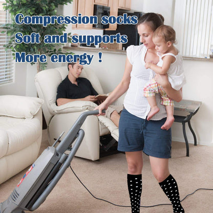 Compression Socks for Men and Women Sports Support Socks for Running, Travel, Nursing – Black L-XL
