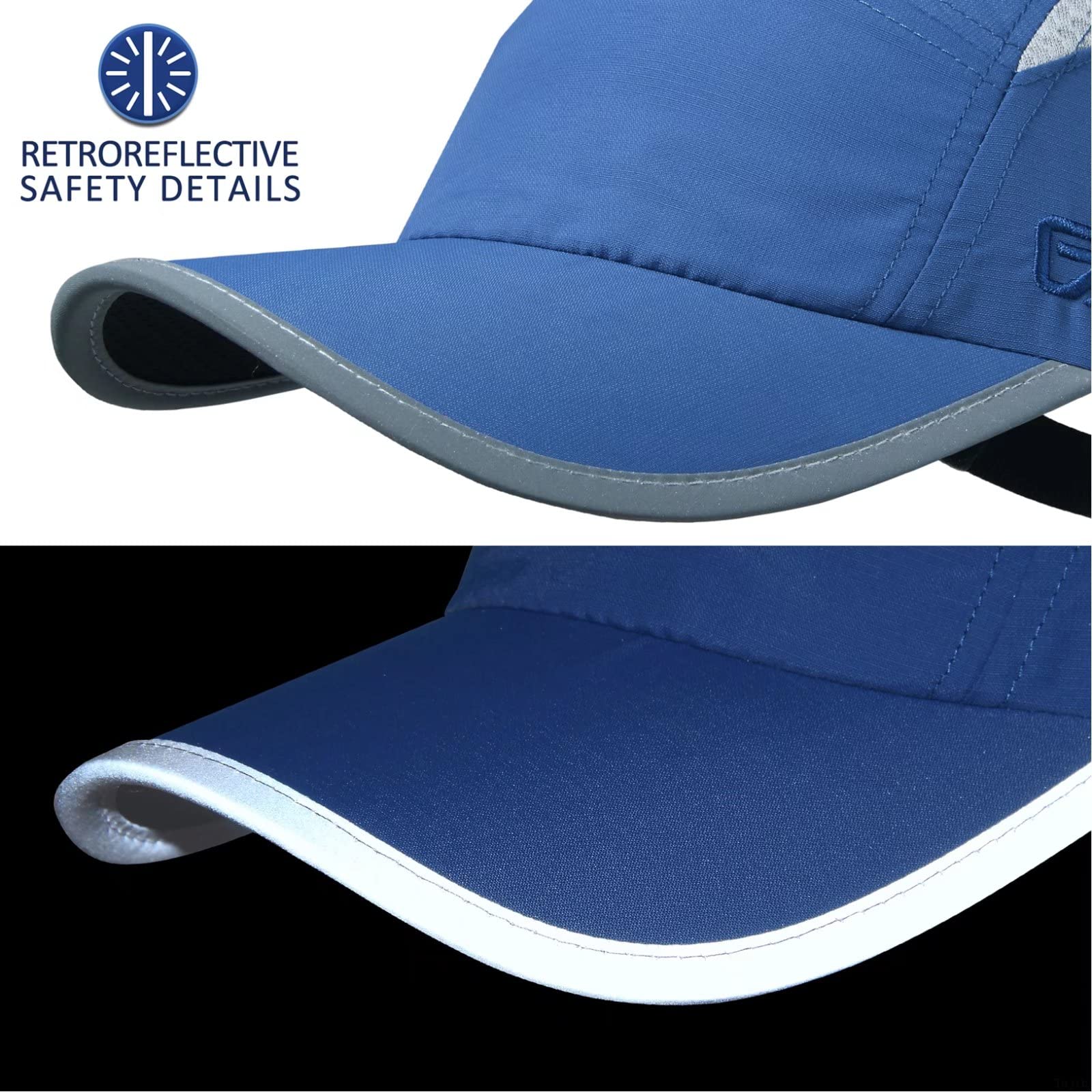 Women’s UPF50+ Baseball Cap Quick-Dry Reflective Ponytail – Blue M/L