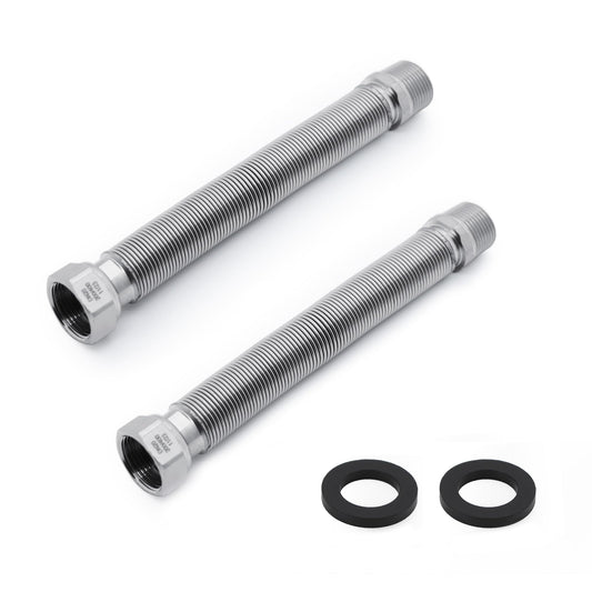 Flexible Corrugated Pipe 3/4in Adjustable 200-400mm Stainless Steel - 2-Pack