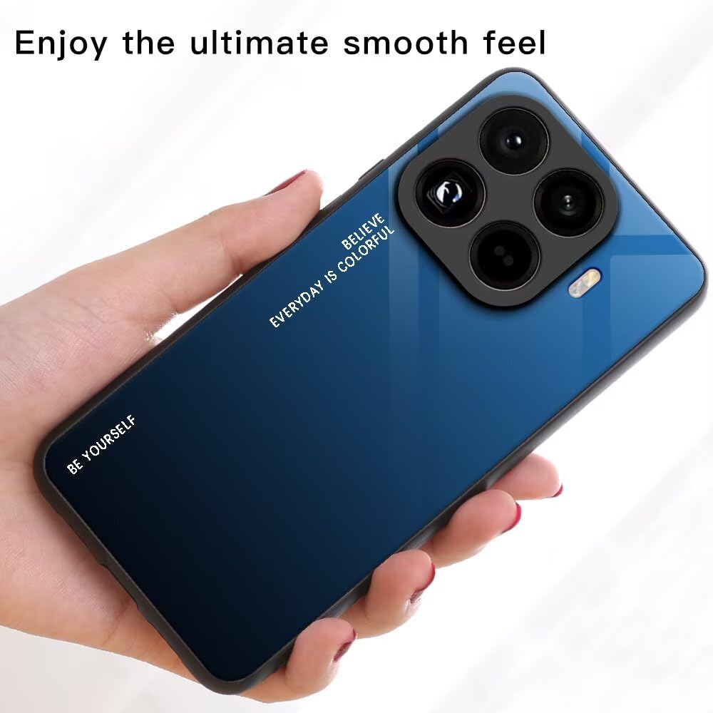 Xiaomi 15T Pro Gradient Glass Back Phone Case Anti-Drop Anti-Scratch – Blue/Black