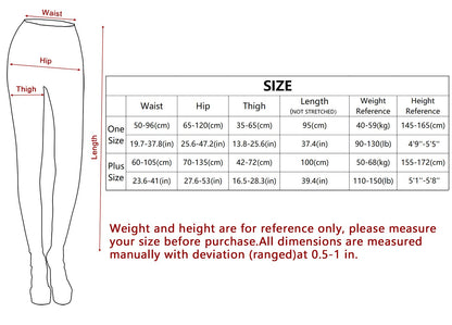 Women's Winter Tights Fleece-Lined Elastic Waistband One Size Plus – Black