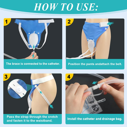 Urinal Bottles for Men, Reusable, Portable, with 2 Urine Bags (Blue - Older Men)