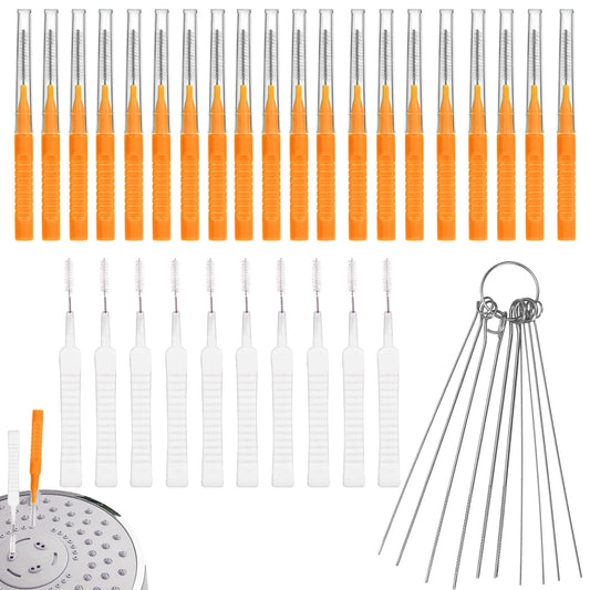Shower Head Cleaning Brush Set 40pcs Unclog Small Nozzles – Orange 40pcs