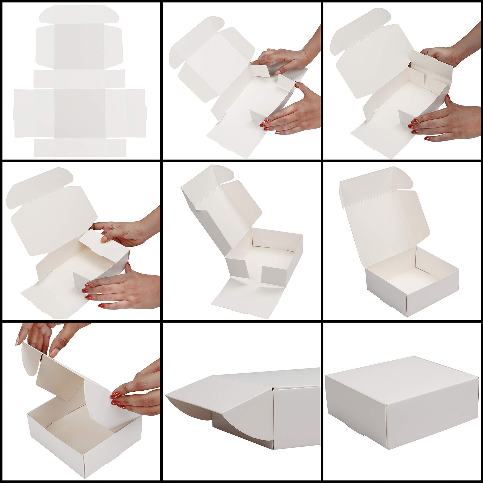 Kurtzy White Kraft Boxes with Lid (50pcs) - Cardboard, 12 x 12 x 5 cm - Easy Assembly Favor Boxes for Parties, Birthdays,