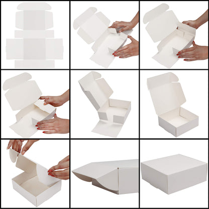 Kurtzy White Kraft Boxes with Lid (50pcs) - Cardboard, 12 x 12 x 5 cm - Easy Assembly Favor Boxes for Parties, Birthdays,