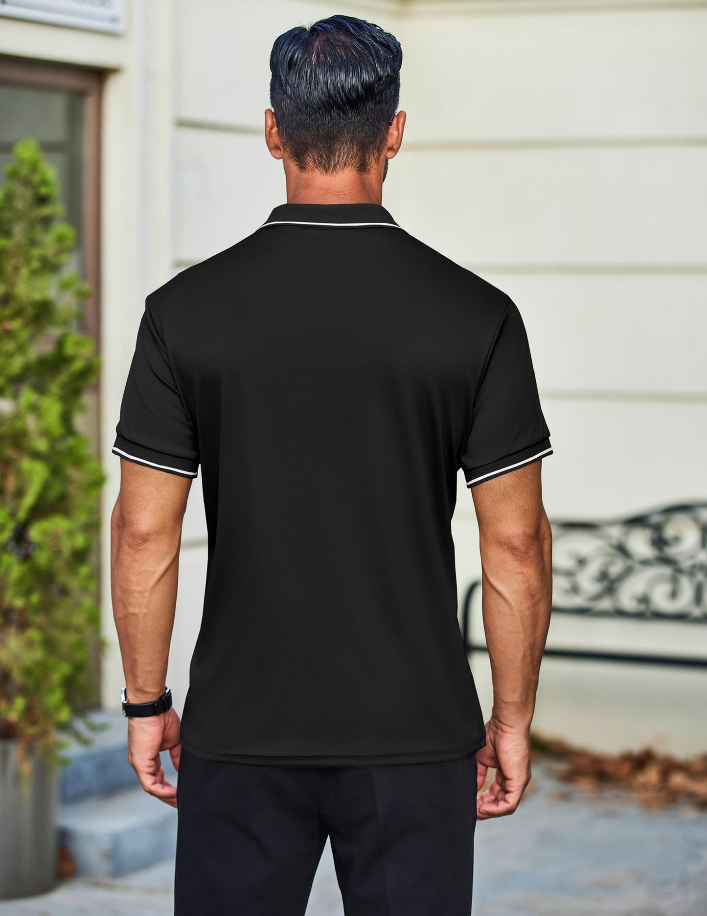 Men’s Golf Polo Shirt Short Sleeve Breathable Sport – Black XXL