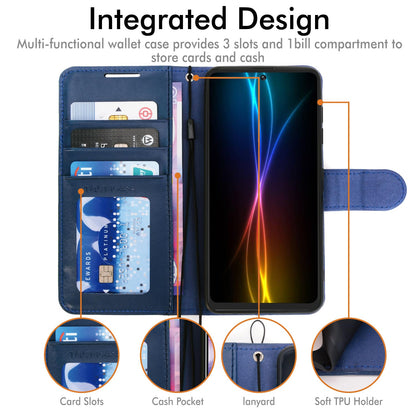 Wallet Flip Case Samsung Galaxy S21 FE PU Leather Stand Card Slot with Wrist Strap – Blue