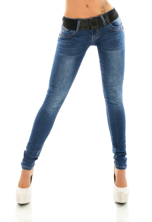 Women's Skinny Hip Jeans Stretch Slim Fit – Blue L