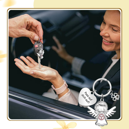 Guardian Angel Keychain with Steering Wheel – Good Luck Charm for Drivers