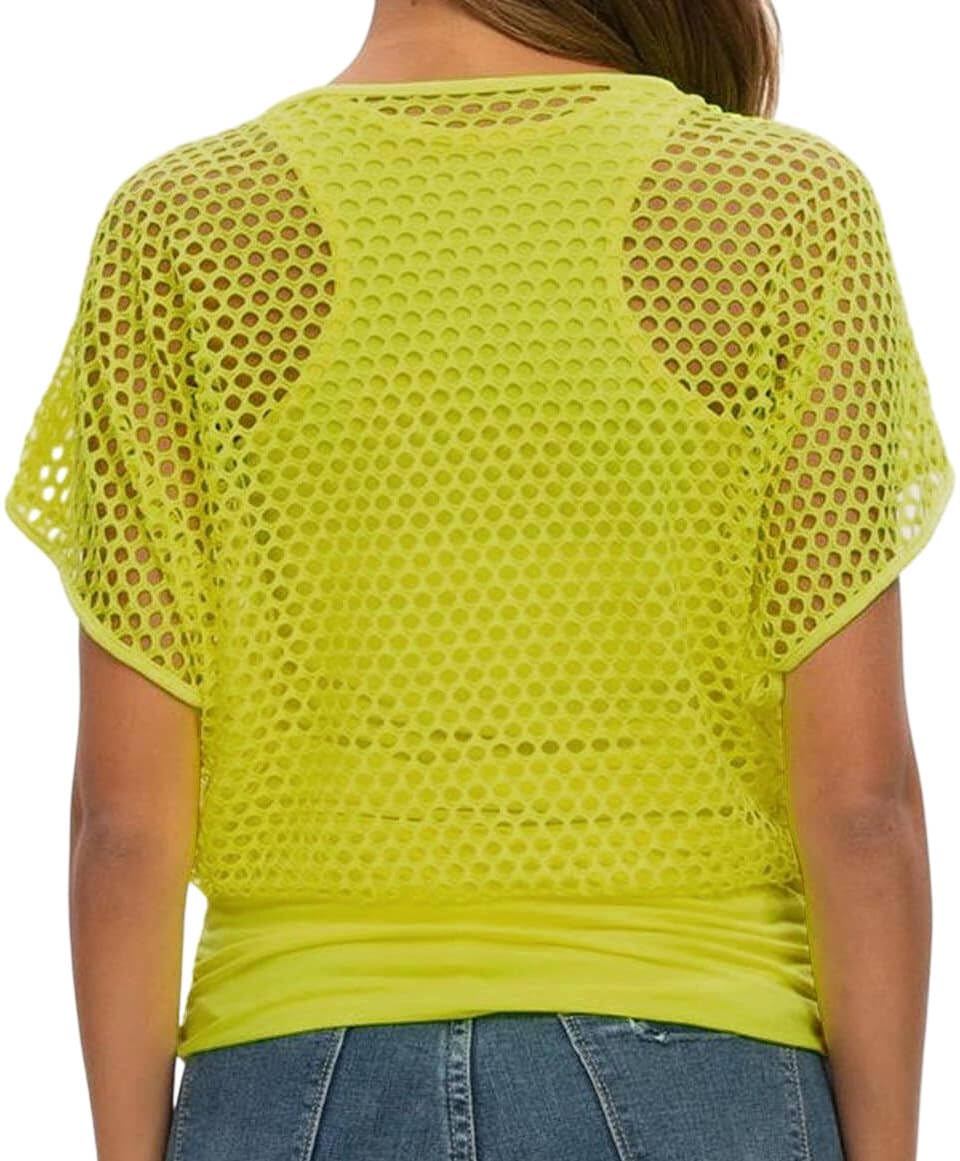 Mesh Shirt 80s Style Party Top Neon Green – XL