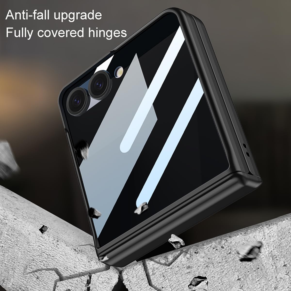 Samsung Galaxy Z Flip 7 Case Hinged Privacy Screen Protector All-Inclusive – Black