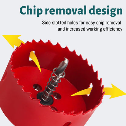HSS Bi-Metal Hole Saw 130mm with Hex Shank and Drill Bit Set – Red