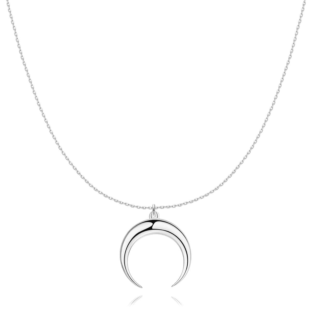 Moon Pendant Necklace Inverted Moon Design Silver Plated – Silver
