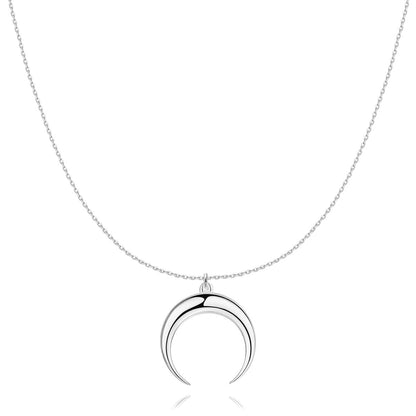 Moon Pendant Necklace Inverted Moon Design Silver Plated – Silver