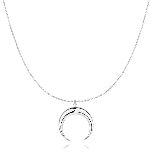 Moon Pendant Necklace Inverted Moon Design Silver Plated – Silver