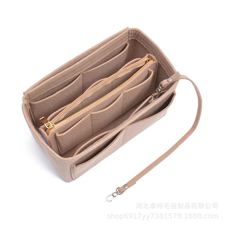 Felt Bag Organizer Multifunctional Handbag Organizer with Compartments Wallet Zipper Felt Handbag Organizer for Travel