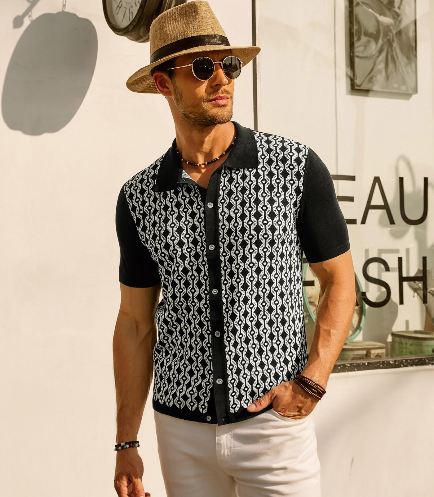 Men’s Short Sleeve Polo Shirt Regular Fit 70s Style – Black XL