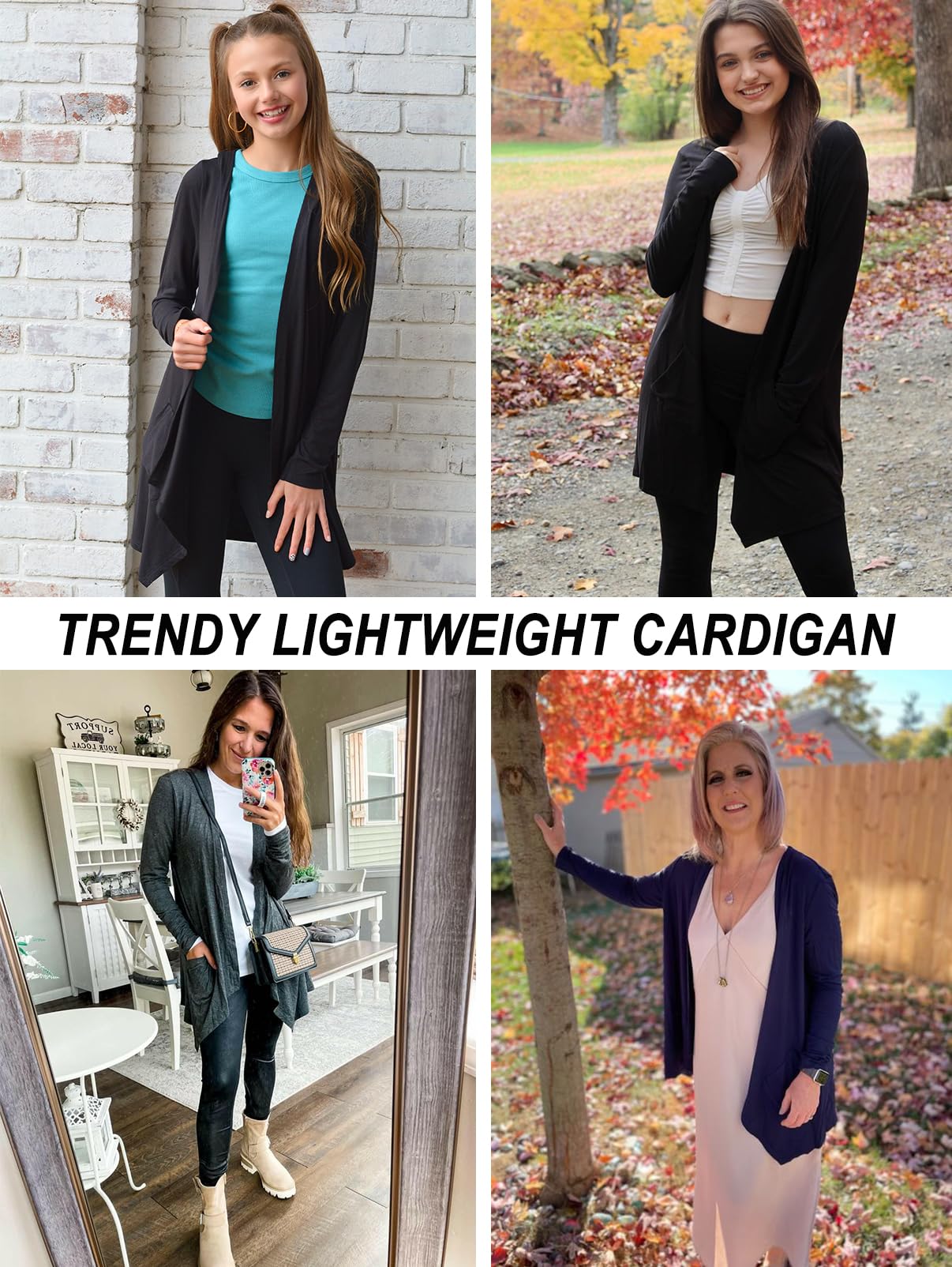 Women's Knit Kimono Cardigan Long Sleeve Lightweight with Pockets High-Low Drape – Wine Red M