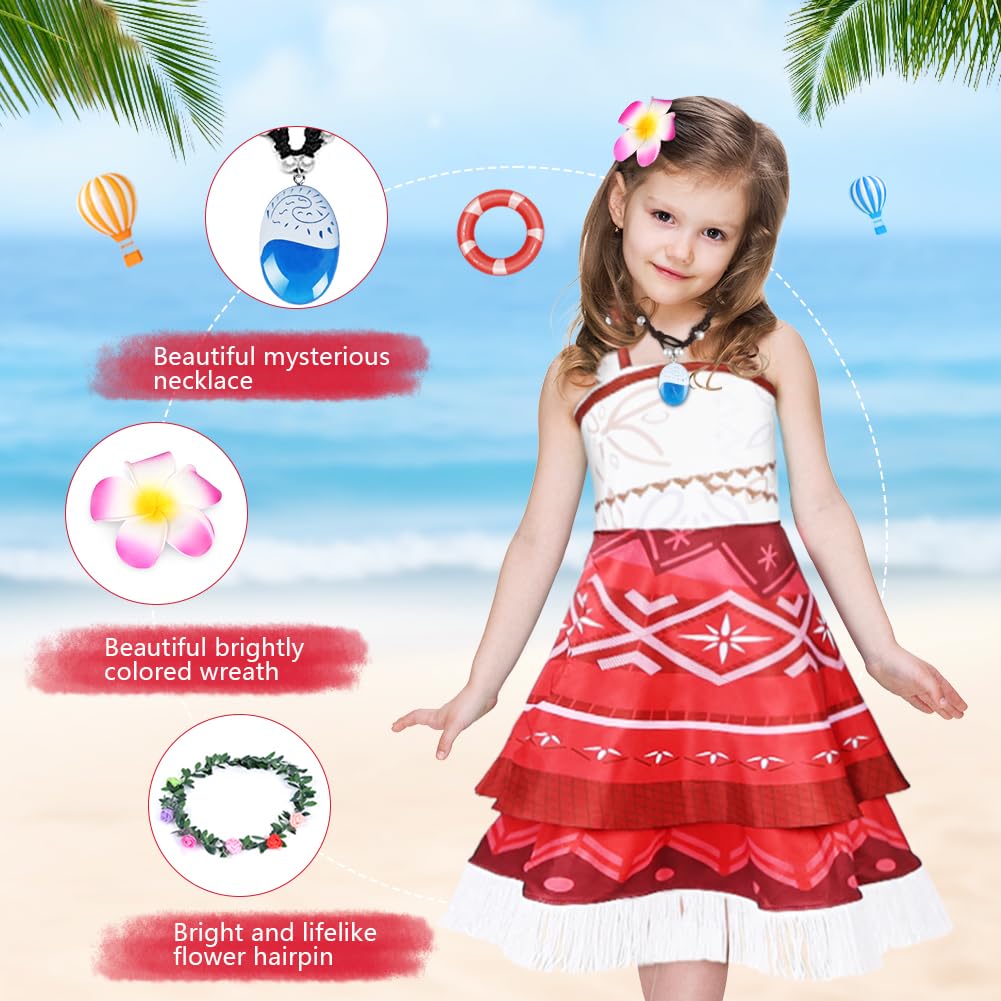 Children's Moana Princess Costume 4 Pcs with Accessories – 150cm