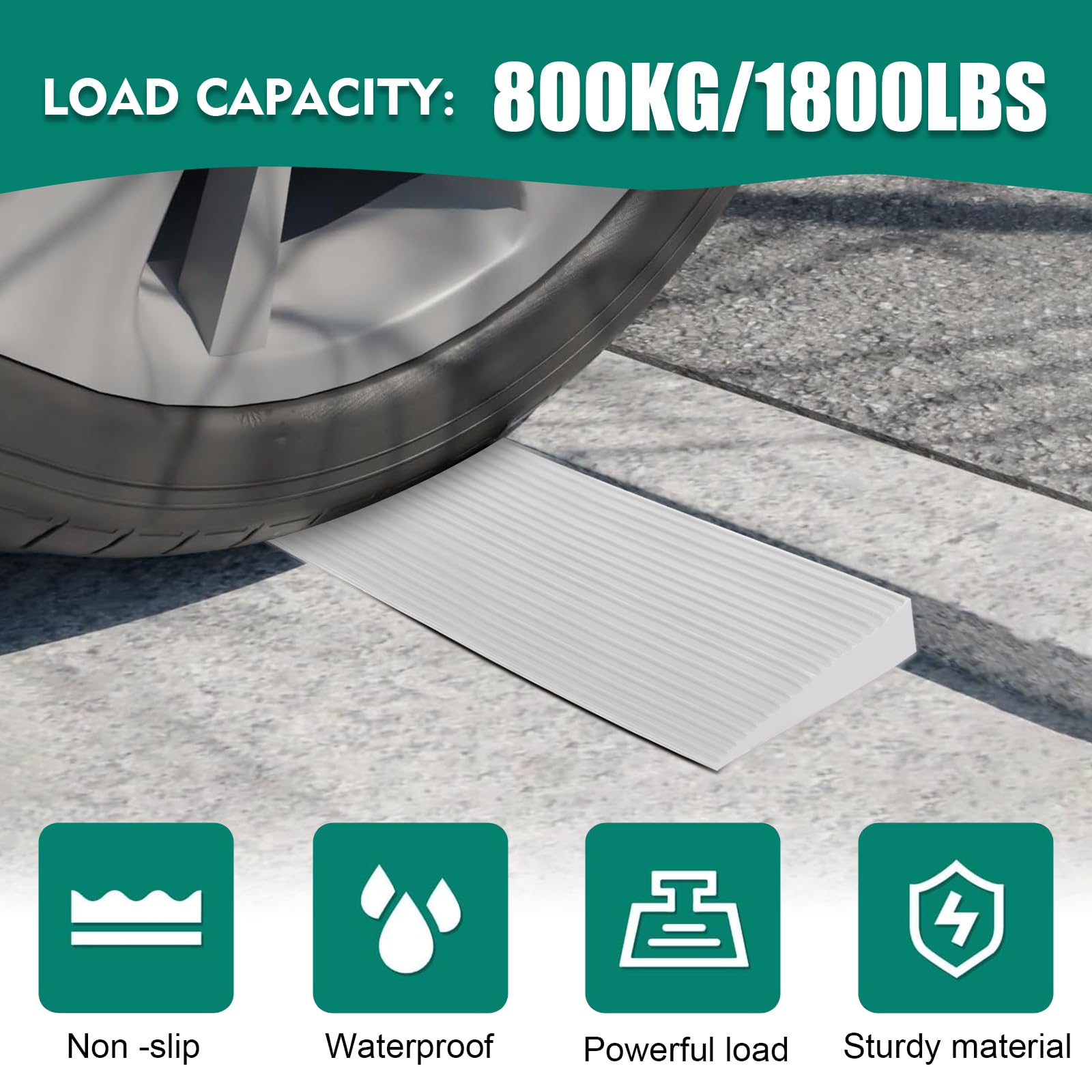 1M*8cm*2.0cm door threshold ramp, load capacity up to 800 kg, self-adhesive rubber ramp for 2.0cm height difference, door
